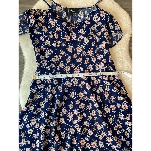 Lulu’s Off the Shoulder Blue & Pink Floral Skater Dress Size Small - Picture 13 of 15